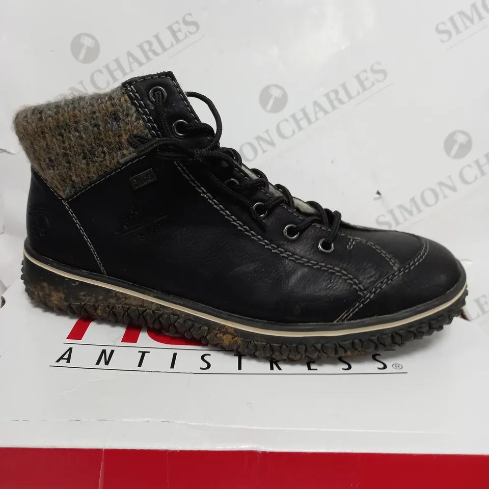 RIEKER LACE UP BOOTS IN BLACK - SIZE 7.5