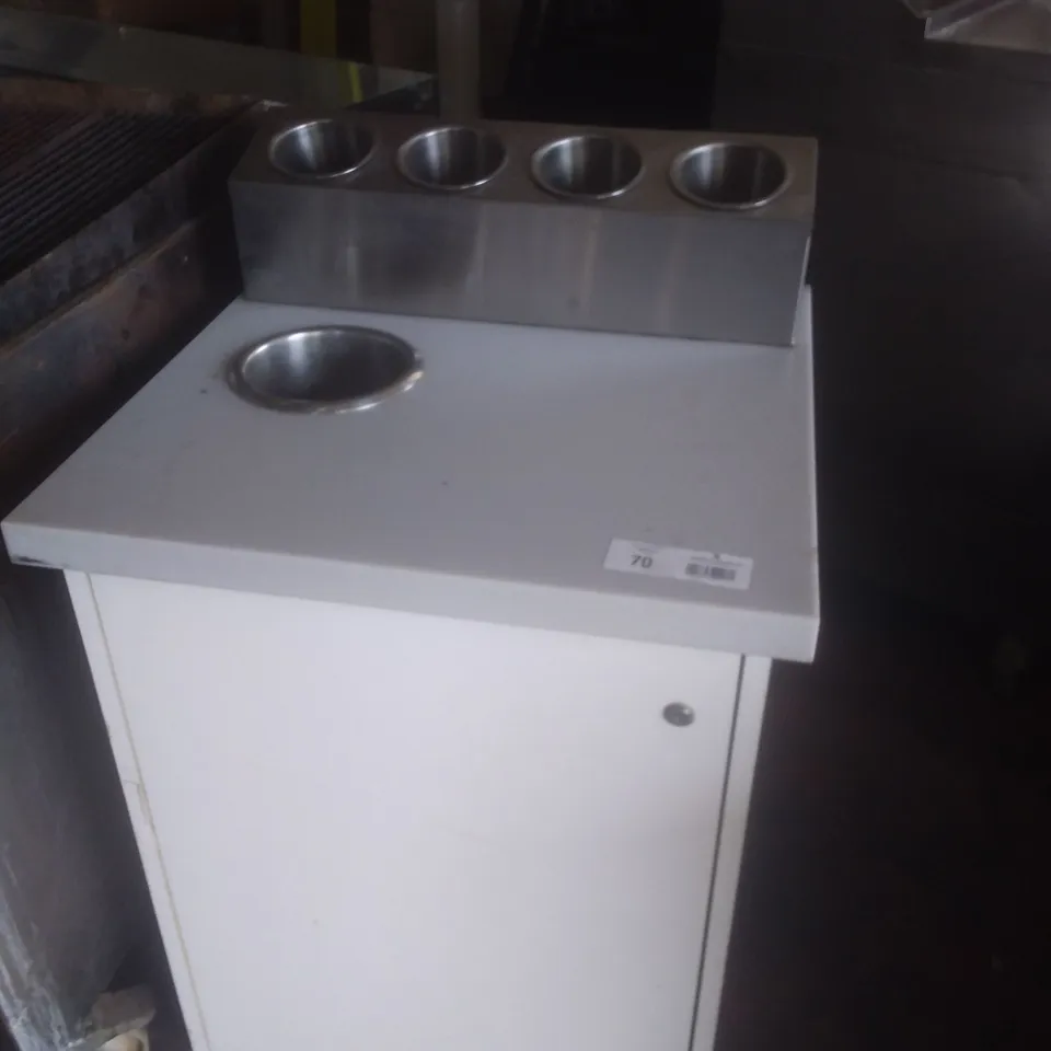 MOBILE CUTLERY CART WITH WASTE COMPARTMENT 