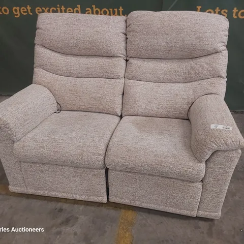QUALITY BRITISH DESIGNER G PLAN MALVERN POWER RECLINING TWO SEATER SOFA KAMPALA BEIGE FABRIC