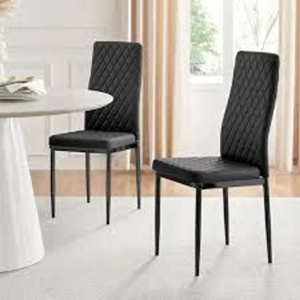 BOXED SET OF 2 DARNICE VELVET UPHOLSTERED ARMLESS DINING CHAIRS SET - BLACK (1 BOX)