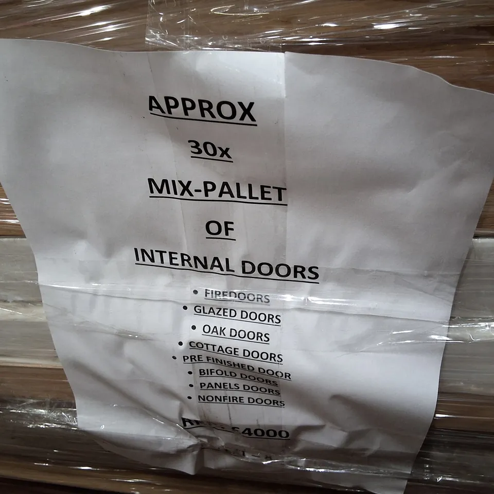 PALLET CONTAINING APPROXIMATELY 30 ASSORTED INTERNAL DOORS