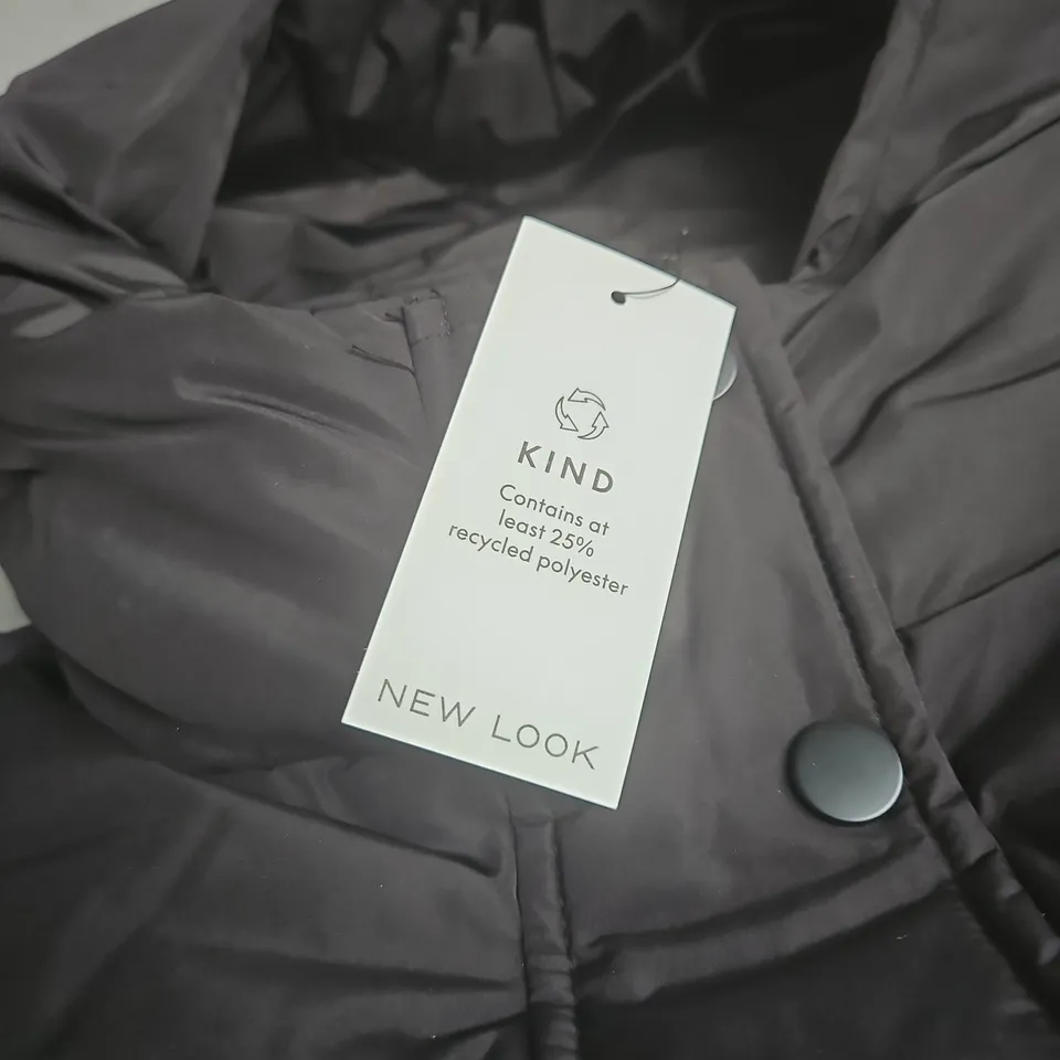 NEW LOOK PADDED HOODED GILET - BLACK, UK 10 (EU 38)