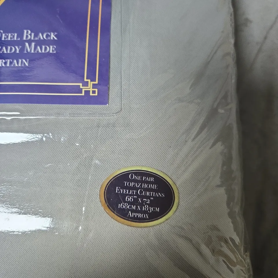 BOX OF 4 X TOPAZ EYELET CURTAINS – SILKY FEEL BLACK OUT, READY MADE, 66 X 72 IN (168 X 183 CM)