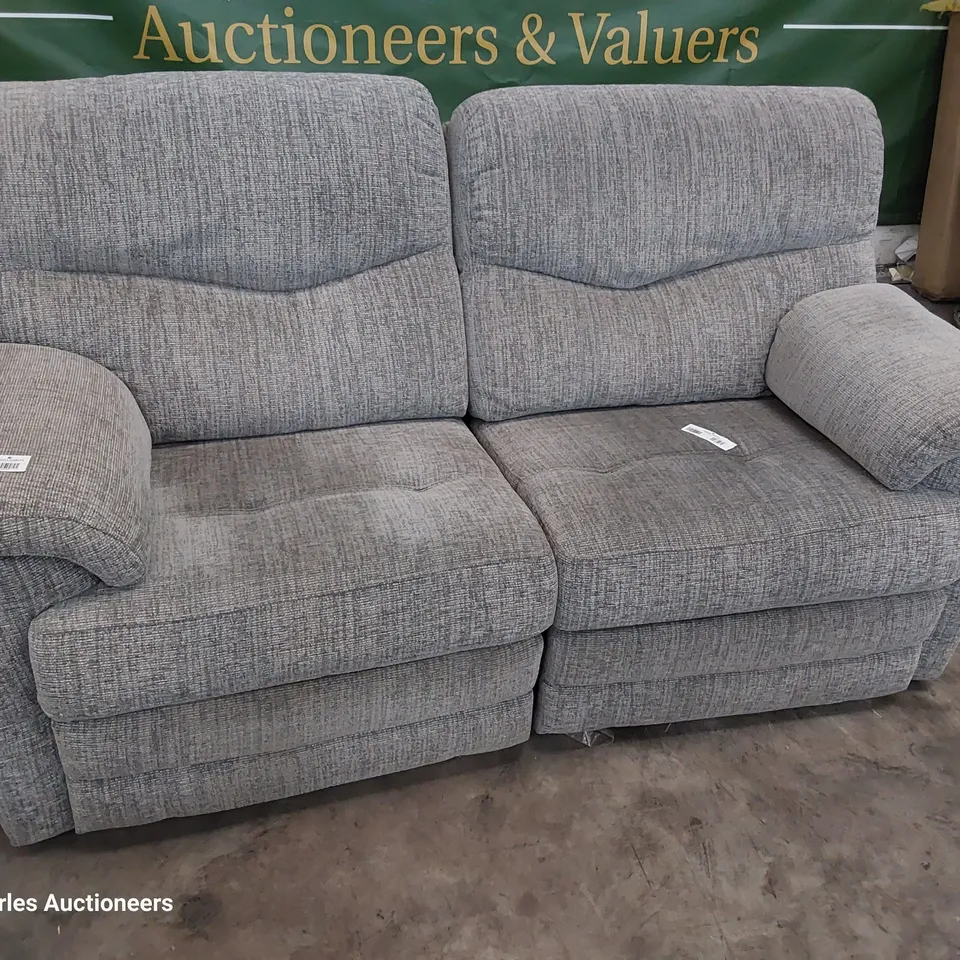 QUALITY BRITISH DESIGNER G PLAN STRATFORD MANUAL RECLINING TWO SEATER SOFA COPPICE ASH FABRIC 