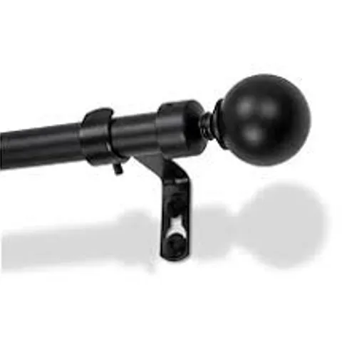 BOXED HARBOUR HOUSEWARES 77-257CM EXTENDABLE MATT BLACK METAL CURTAIN POLE KIT