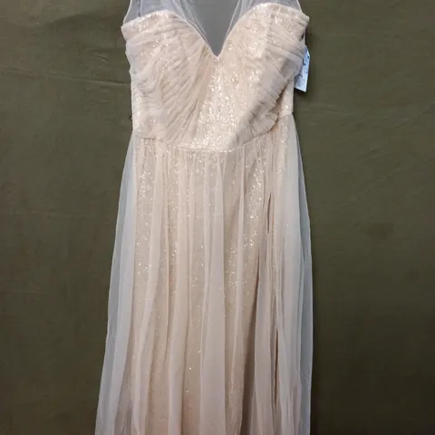 SORELLA VITA NET OVERLAY OCCASIONAL DRESS IN NUDE - 16