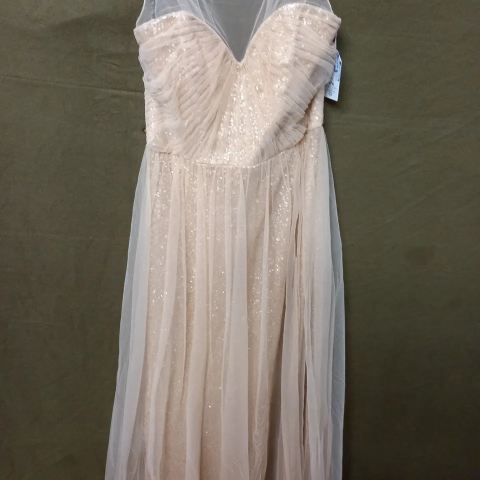 SORELLA VITA NET OVERLAY OCCASIONAL DRESS IN NUDE - 16
