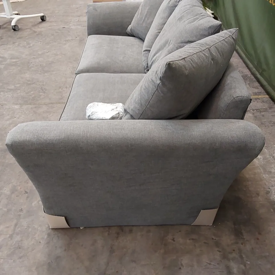 QUALITY DESIGNER DURY 3 SEATER FABRIC UPHOLSTERED SOFA - DARK GREY 