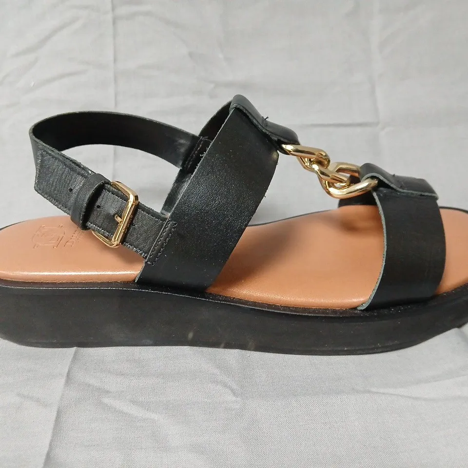 Dune London Black Sandals with Gold Chain Connector - UK 6 (EU 39)