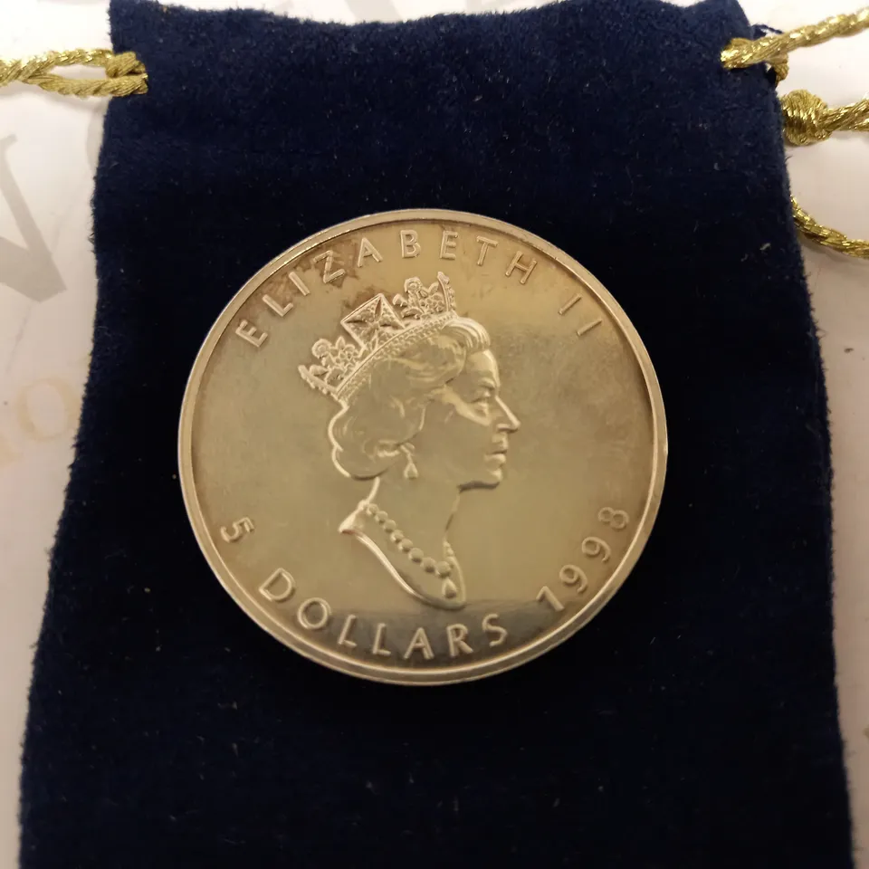 CANADA FINE SILVER 1OZ ARGENT PUR 1998 5 DOLLAR COIN