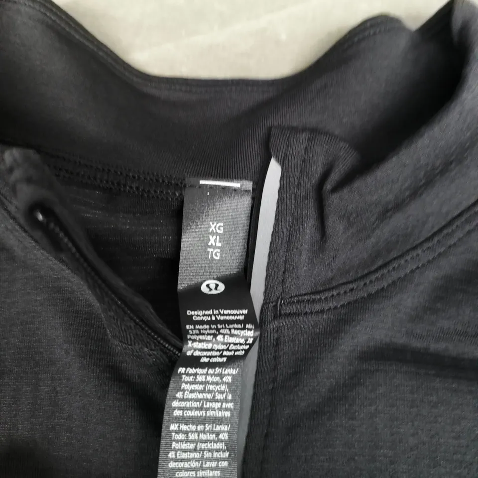 HBK BLACK QUARTER-ZIP PULLOVER TOP, UK XL (XG/XL/TG)