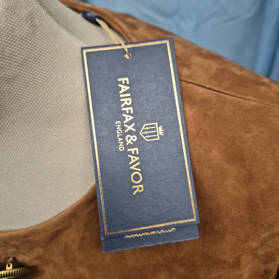 FAIRFAX & FAVOR THE PENELOPE JACKET – TAN SUEDE, SIZE 18