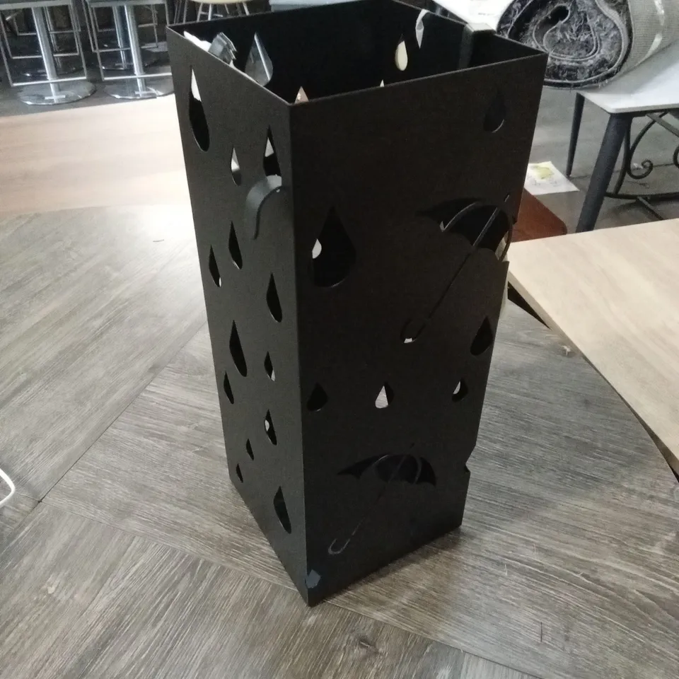 HOMCOM STEEL UMBRELLA STAND SQUARE HOLDER WITH 4 HOOKS, BLACK