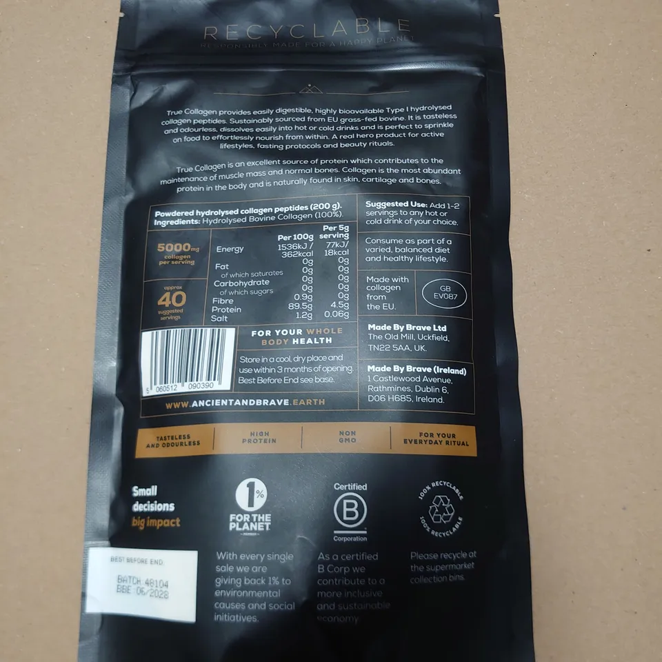 ANCIENT+BRAVE TRUE COLLAGEN GRASS FED BOVINE SUPPLEMENT - 200G