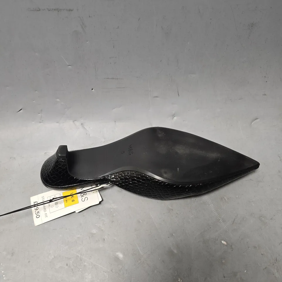 M&S VEGAN STANDARD FIT BLACK SMART SLIP ON SHOES - UK 6 