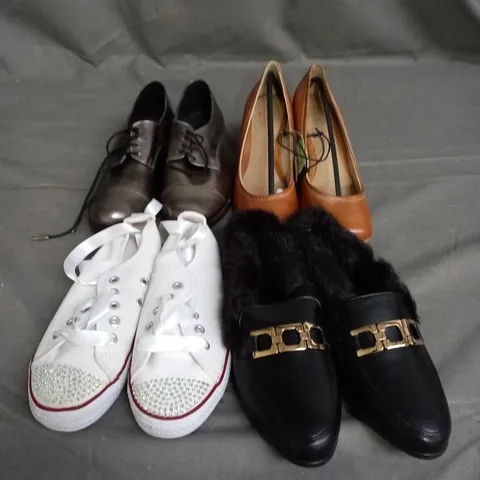 BOX OF 10 PAIRS OF ASSORTED SHOES IN VARIOUS STYLES, COLOURS AND SIZES