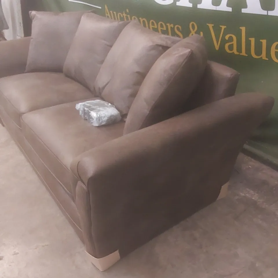 DESIGNER DURY 3 SEATER LEATHER LOOK SOFA - CHOCOLATE 