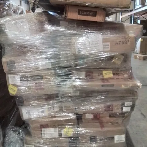 PALLET OF MULTIPLE FLAT PACKS SUCH AS COMPUTER DESKS AND SHELVES ETC