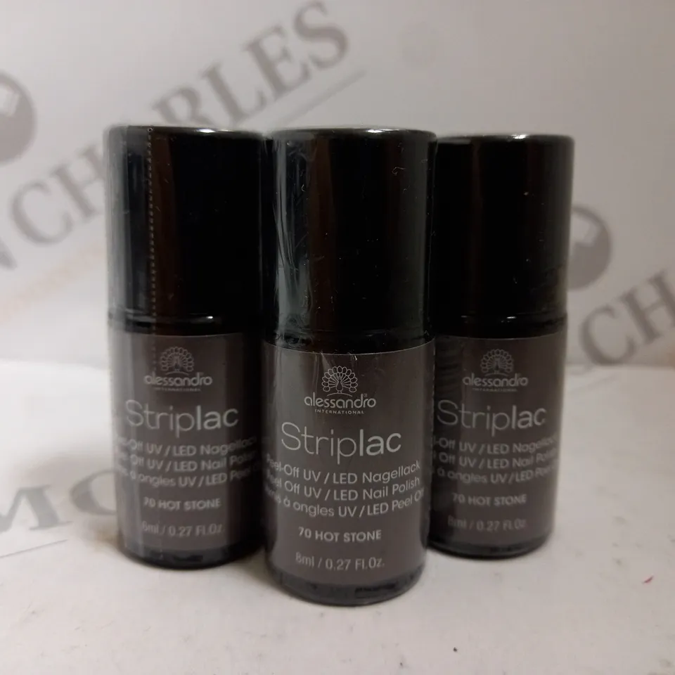 BOX OF APPROX 20 X 8ML ALESSANDRO STRIPLAC PEEL-OFF UV LED NAIL POLISH #70 HOT STONE