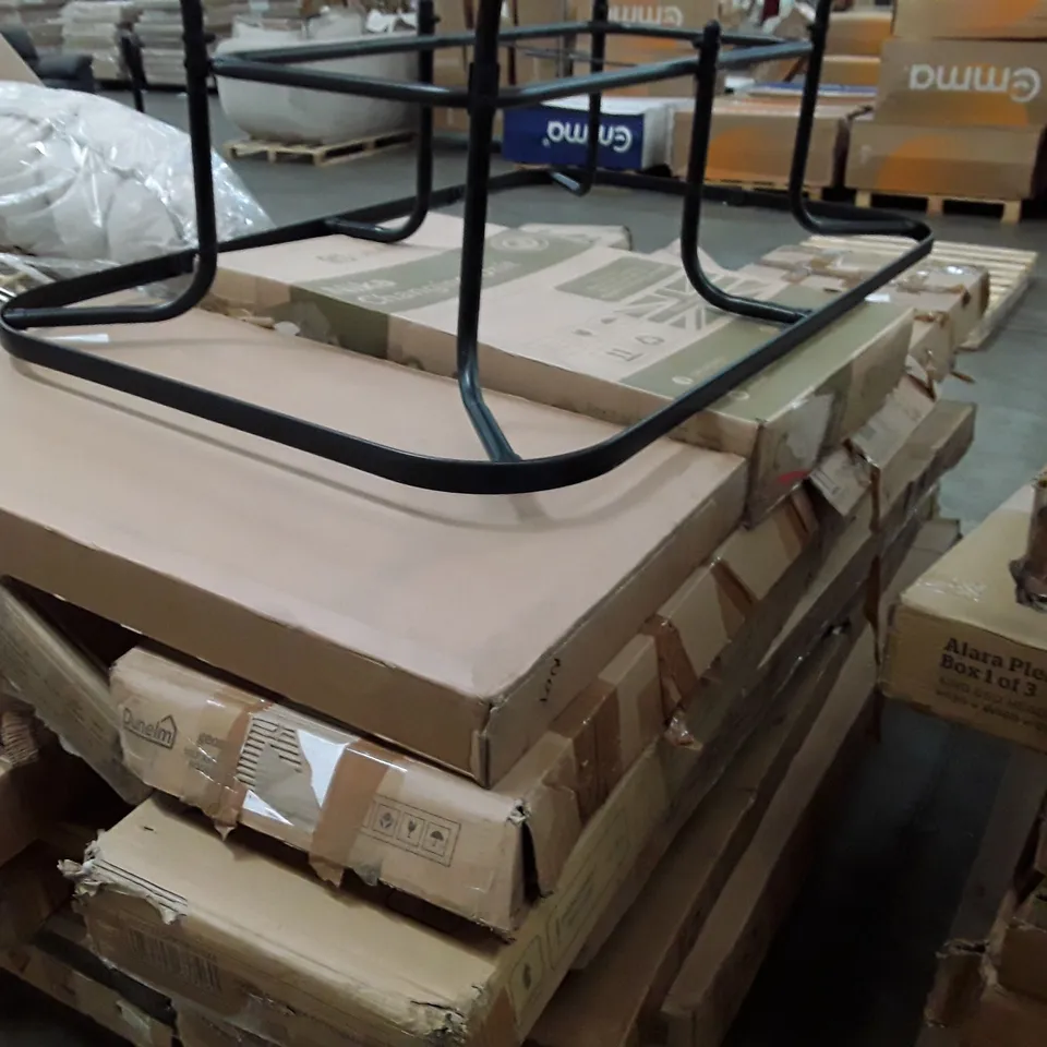 PALLET CONTAIN AN ASSORTMENT OF INCOMPLETE FLAT PACK FURNITURE 