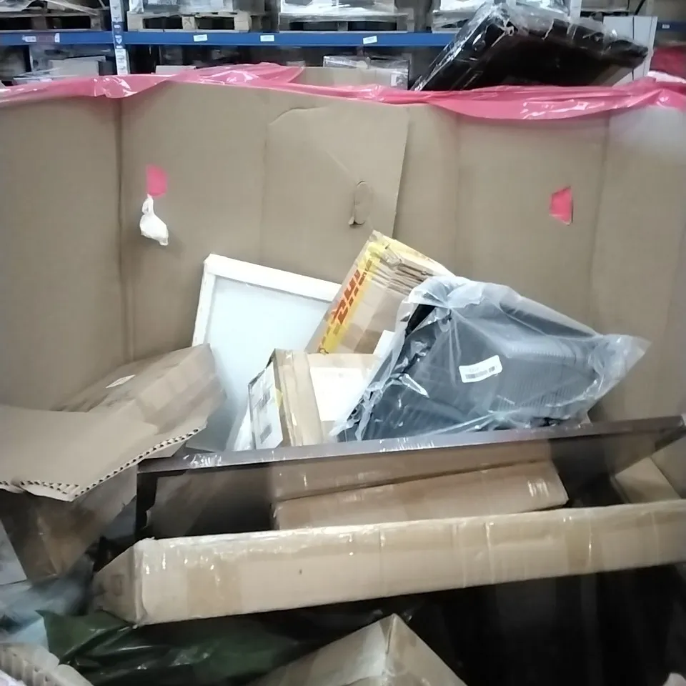 A PALLET OF VARIOUS ITEMS TO INCLUDE. MUSICAL INSTRUMENTS, BAR STOOL, RUG, TENT AMD CLOTHES AIRER