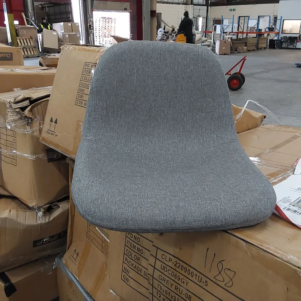 BOXED DESIGNER GREY FABRIC BAR STOOLS SET OF 2 (1 BOX)