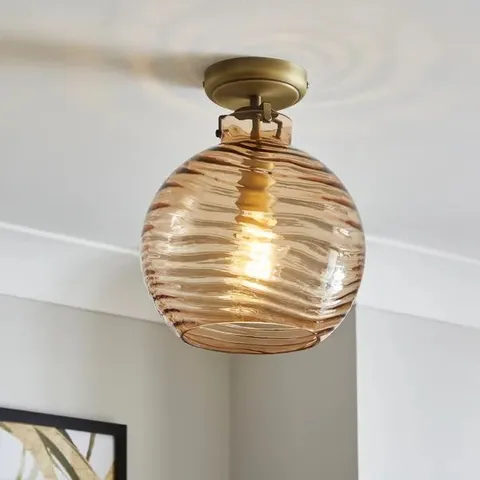 BOXED AMBER WAVE SEMI FLUSH CEILING LIGHT