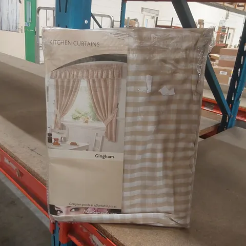 BAGGED GINGHAM KITCHEN CURTAINS - 117 x 107cm