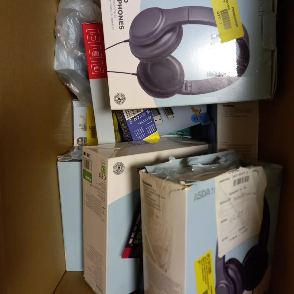 APPROXIMATELY 20 ASSORTED ELECTRICAL PRODUCTS TO INCLUDE LANDLINE PHONE, FM TRANSMITTER, HEADPHONES ETC