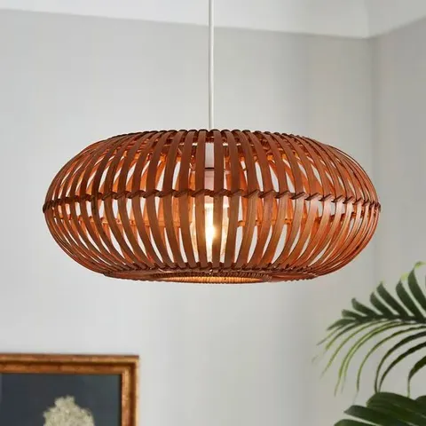 BOXED ABRIELLE BAMBOO EASY FIT PENDANT SHADE - BROWN