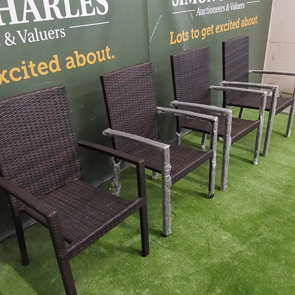 SET OF 4 CHOCOLATE MIX RATTAN CHAIRS