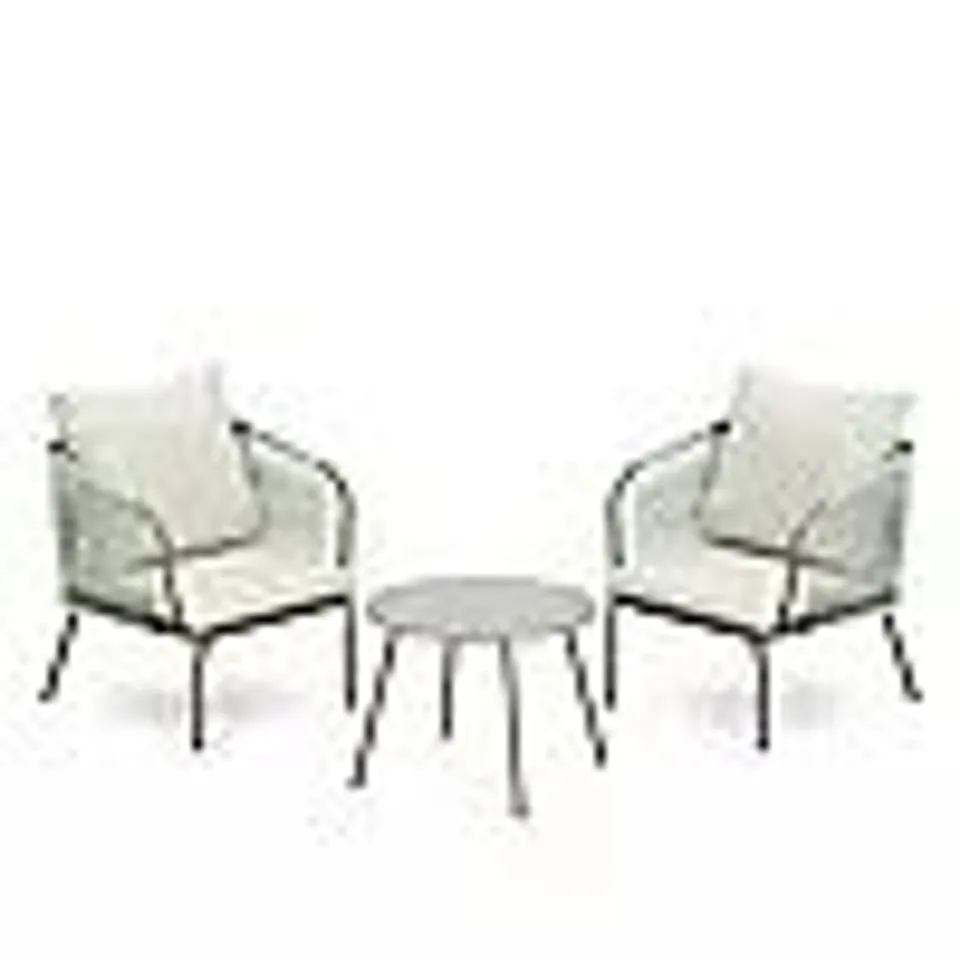 GARDEN STORIES ROPE 2 CHAIRS & TABLE BISTRO SET