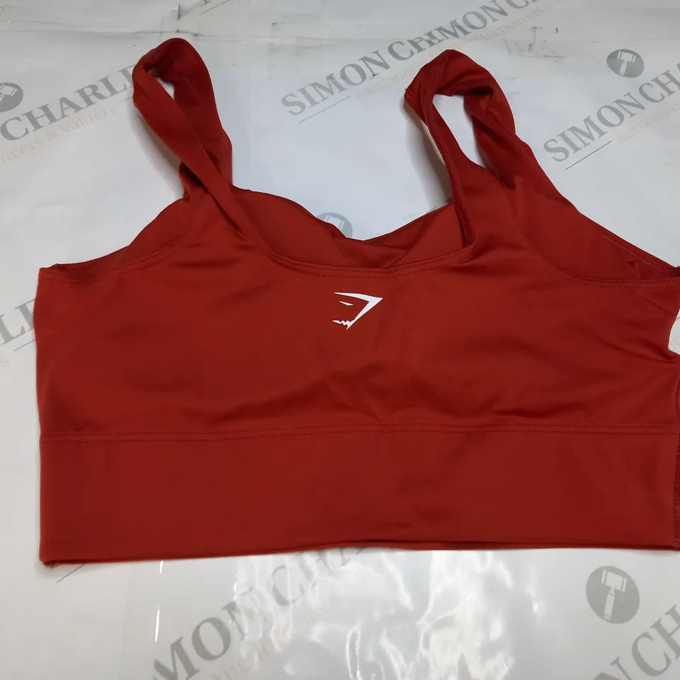 GYMSHARK SPORTS BRA CROP TOP IN DARK ORANGE - SMALL
