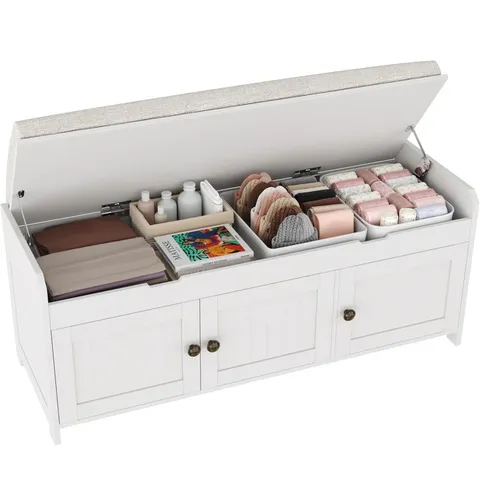 10 PAIR LINEN BLEND UPHOLSTERED SHOE STORAGE BENCH 
