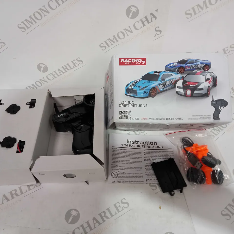 BOXED DRIFT RACING RALLY R/C - SCALE 1:24 - WITH CONTROLLER, ACCESSORIES AND INSTRUCTIONS