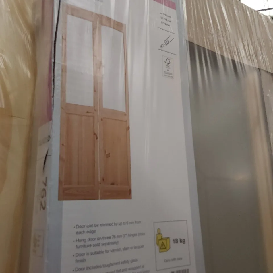 KNOTTY PINE 4 PANEL BI FOLD HALF GLAZED INTERNAL DOOR 1981 × 762mm