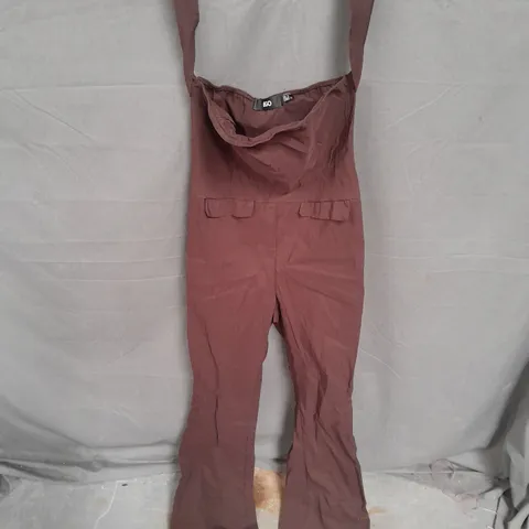 EGO SQUARE NECK TAILORED FLARED JUMPSUIT IN CHOCOLATE SIZE 12