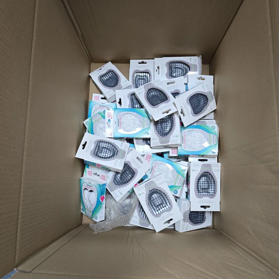 BOX OF APPROXIMATELY 30 X REBORN COMPACT ANTIBACTERIAL HAIRBRUSH 
