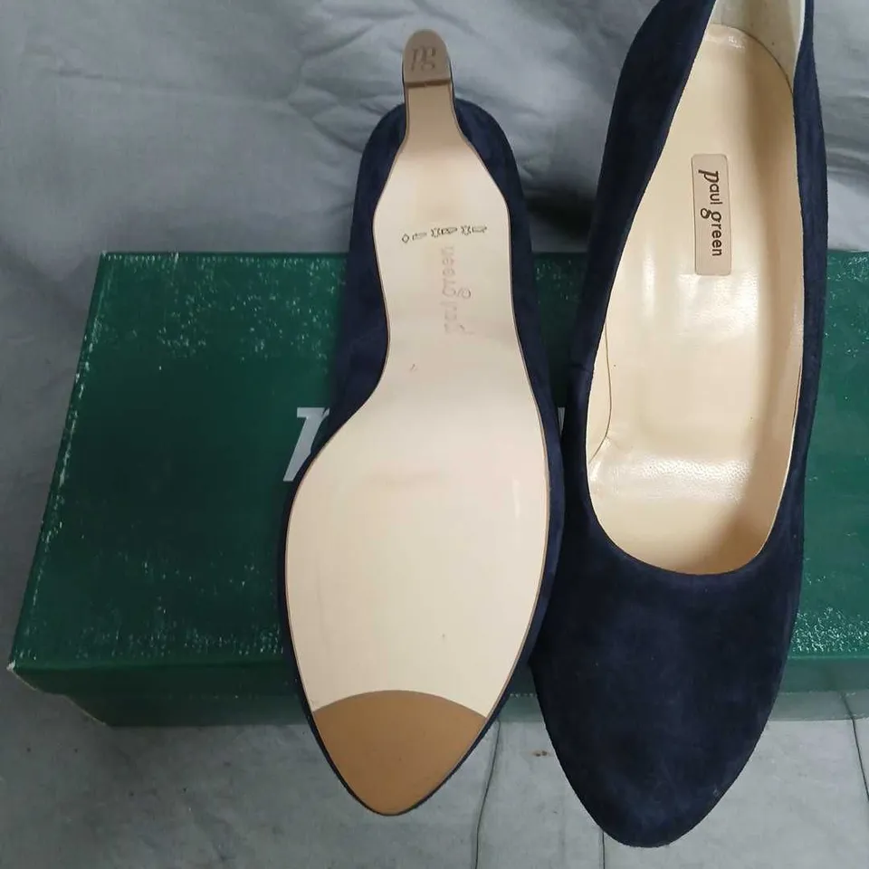 PAUL GREEN NAVY SUEDE PLATFORM COURT SHOES – UK 7