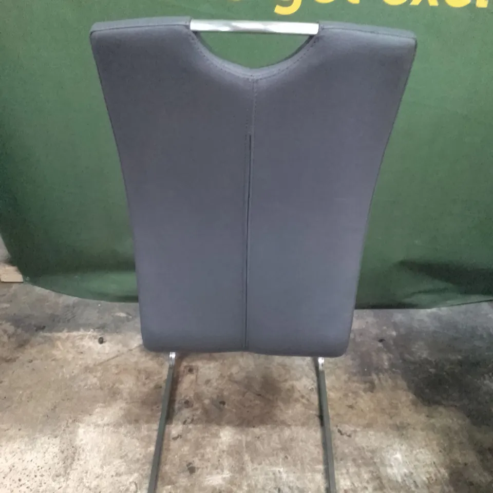 DARK GREY LEATHER DINING CHAIR