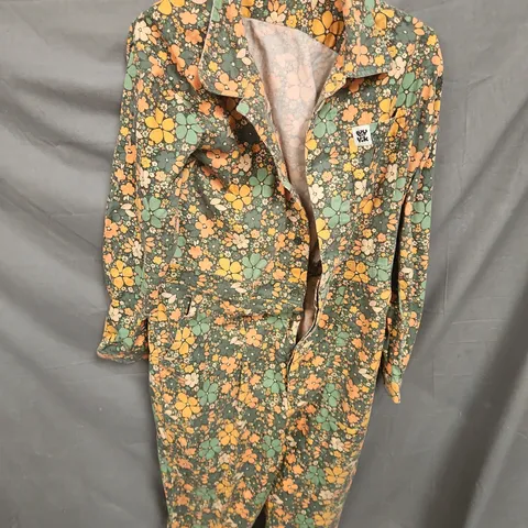 LUCY & YAK BOILERSUIT IN GREEN MULTI FLORAL SIZE XL