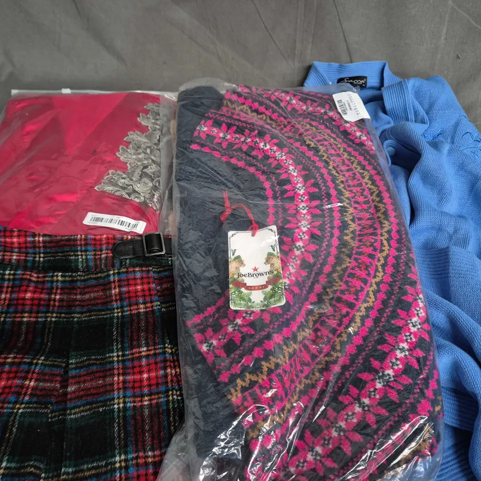 APPROXIMATELY 25 ASSORTED CLOTHING ITEMS IN VARIOUS SIZES, STYLES & COLOURS TO INCLUDE BRANDS SUCH AS JOE BROWNS,, NEXT, SARRA, ETC - COLLECTION ONLY