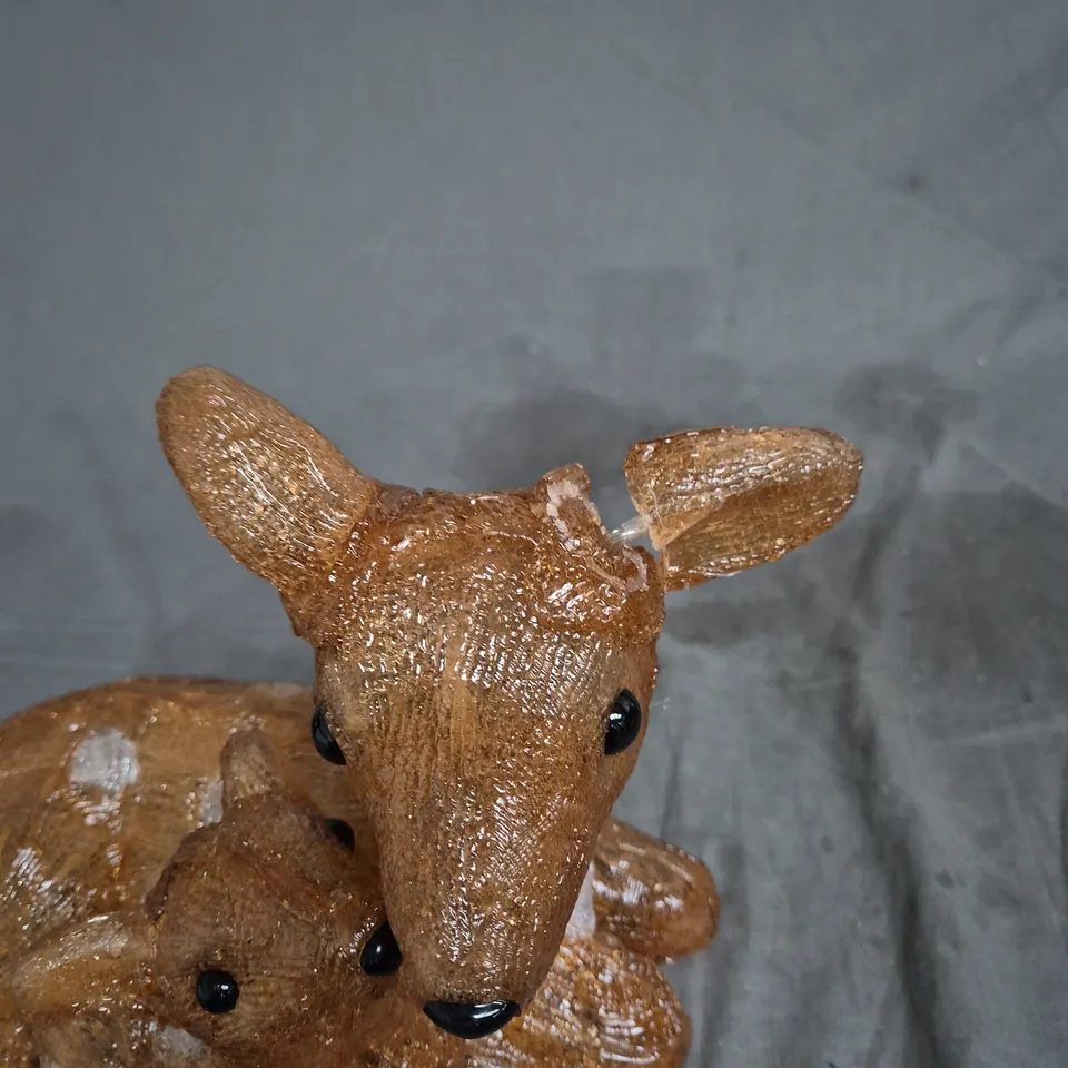 THREE KINGS PAIR OF BROWN DEER FIGURINES WITH WHITE SPOTS – RESIN DECORATIVE ORNAMENTS