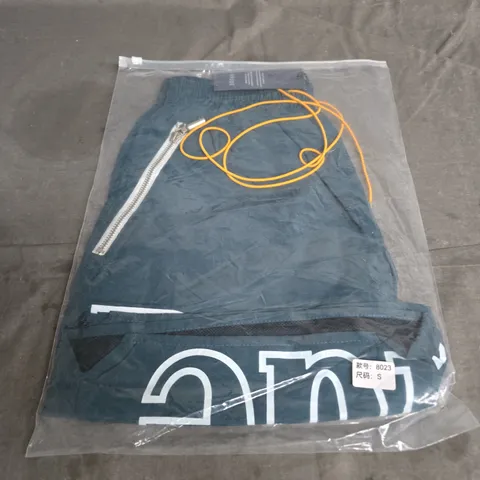 RHUDE SWIM SHORTS– NAVY WITH ORANGE DRAWSTRINGS – SIZE S