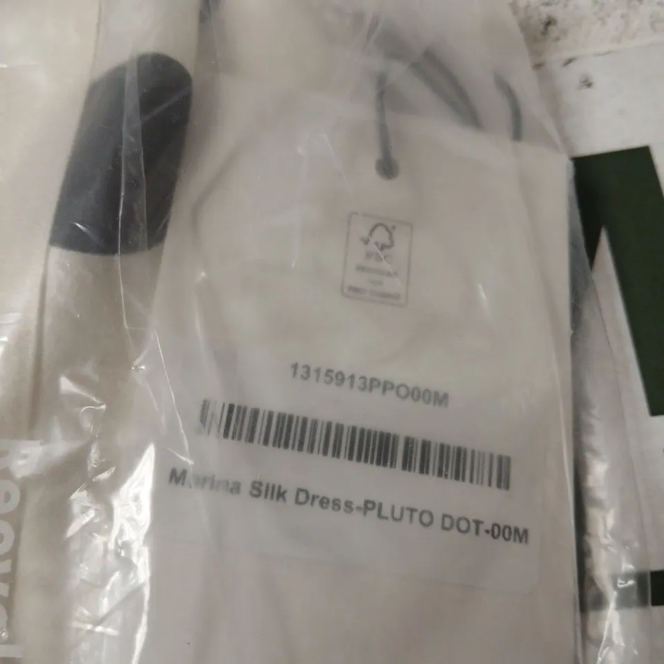 REFORMATION MARINA SILK DRESS – PLUTO DOT-00M (PLATINUM/OFF-WHITE)