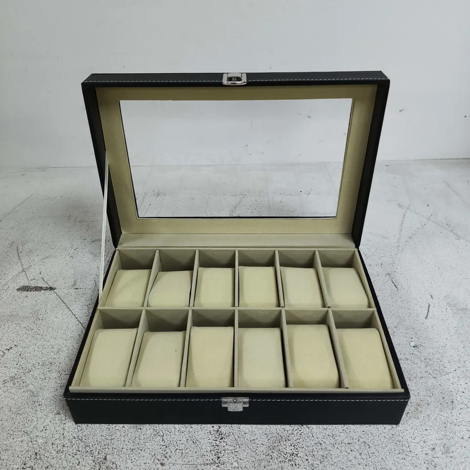 JEWELLERY DISPLAY CASE WITH LID - 12-COMPARTMENT TRAY