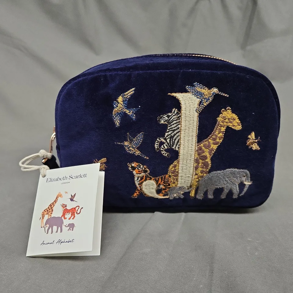 ELIZABETH SCARLETT NAVY VELVET MAKEUP BAG