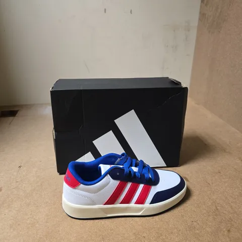 ADIDAS BREAKNET SNEAKERS β WHITE/BLUE/RED - UK SIZE 3