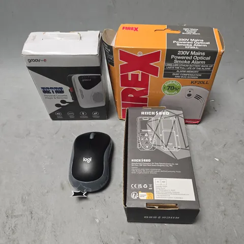 APPROXIMATELY 10 ASSORTED ELECTRICAL PRODUCTS TO INCLUDE WIRELESS MOUSE, CASSETTE PLAYER, SMOKE ALARM ETC 