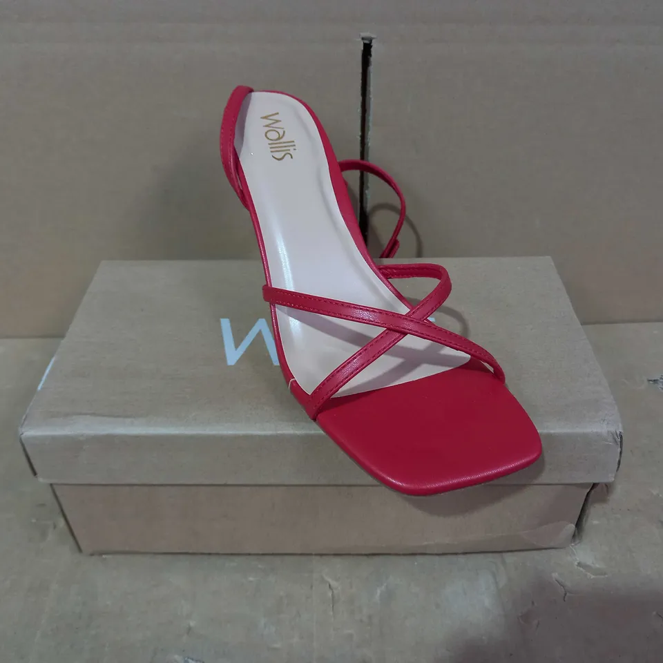 BOXED PAIR OF WALLIS HEELS IN RED UK SIZE 5
